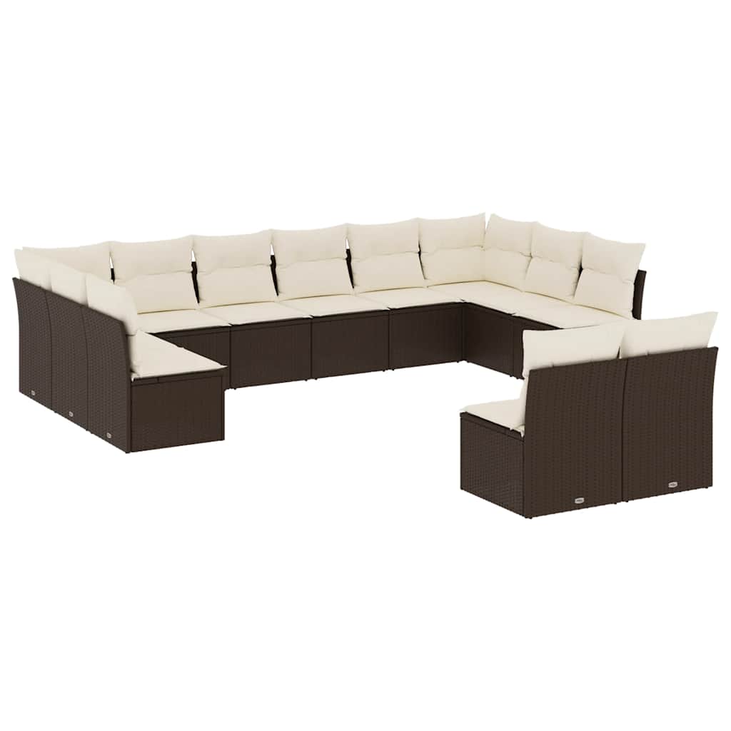 vidaXL Set canapele de grădină cu perne, 12 piese, maro, poliratan vidaXL Set canapele de grădină cu perne, 12 piese, maro, poliratan