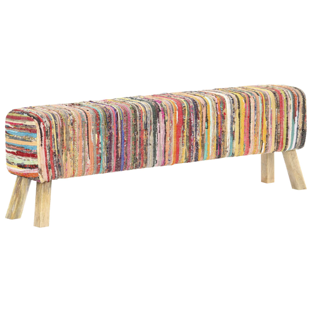 vidaXL Bancă, multicolor, 160 cm, țesătură chindi