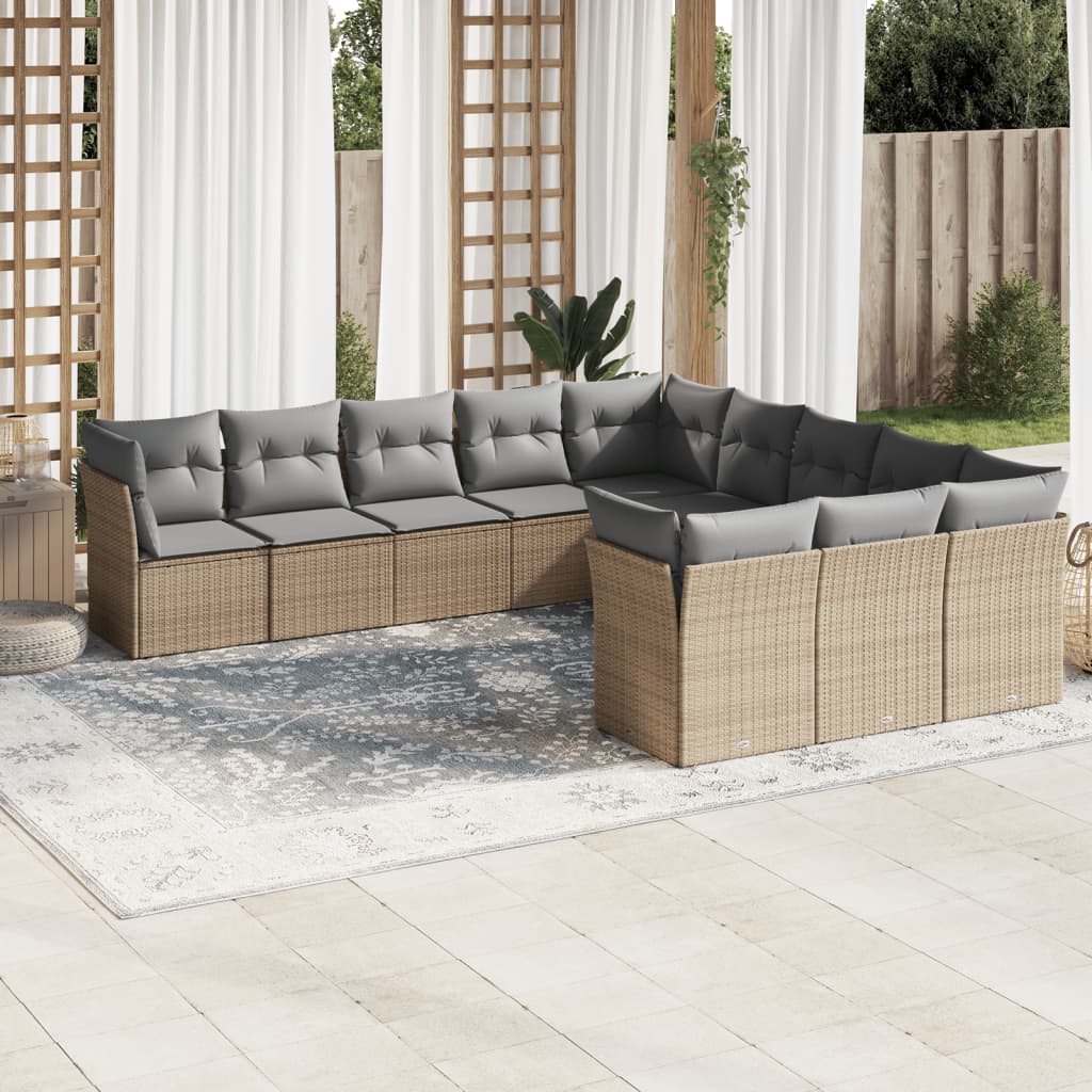 vidaXL Set canapele de grădină cu perne, 11 piese, bej, poliratan vidaXL Set canapele de grădină cu perne, 11 piese, bej, poliratan