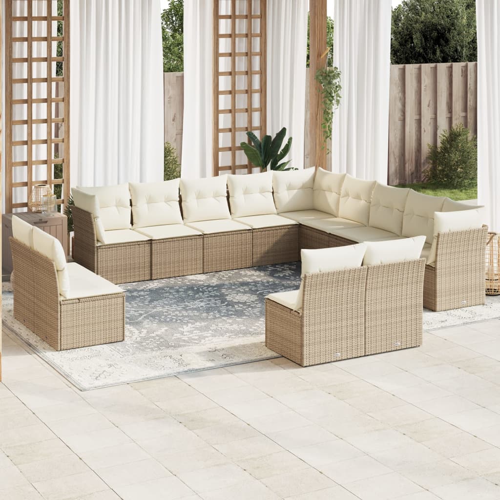 vidaXL Set canapele de grădină cu perne, 12 piese, bej, poliratan vidaXL Set canapele de grădină cu perne, 12 piese, bej, poliratan