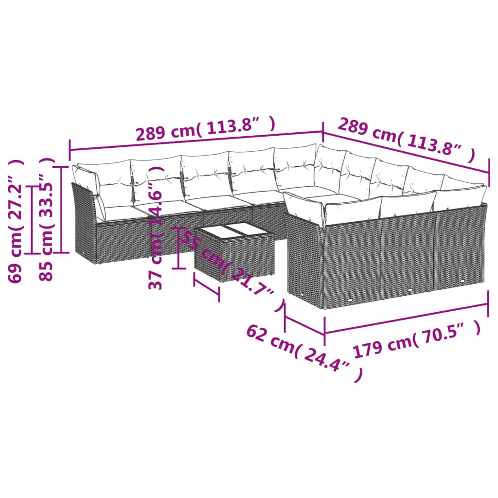 vidaXL Set canapele de grădină cu perne, 12piese gri deschis poliratan vidaXL Set canapele de grădină cu perne, 12piese gri deschis poliratan