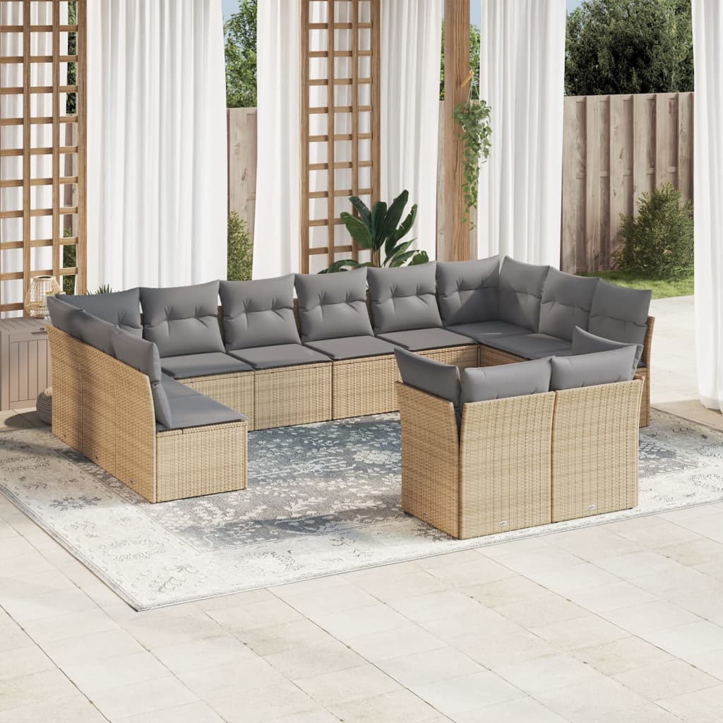 vidaXL Set canapele de grădină cu perne, 12 piese, bej, poliratan vidaXL Set canapele de grădină cu perne, 12 piese, bej, poliratan