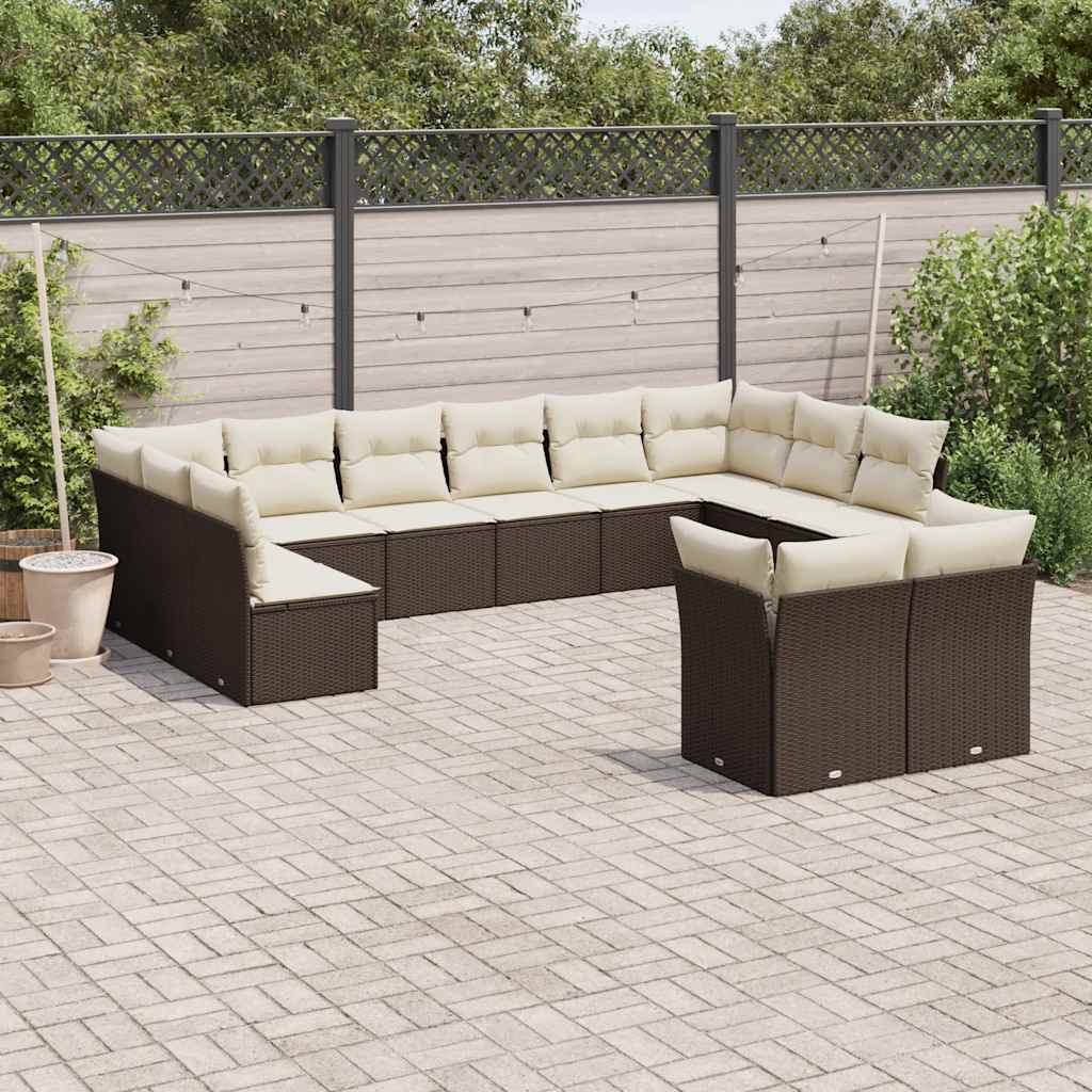 vidaXL Set canapele de grădină cu perne, 12 piese, maro, poliratan vidaXL Set canapele de grădină cu perne, 12 piese, maro, poliratan