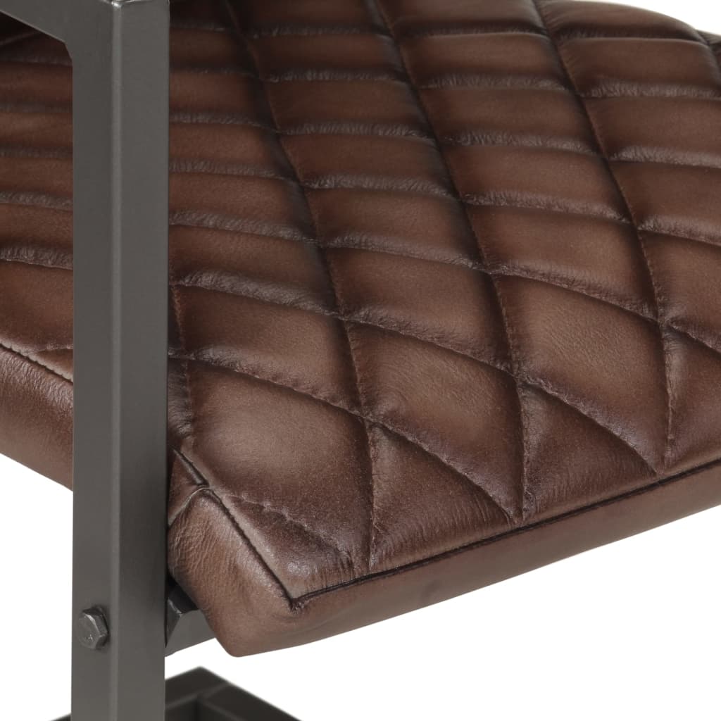 vidaXL Scaune de bucătărie cantilever, 2 buc., maro, piele naturală