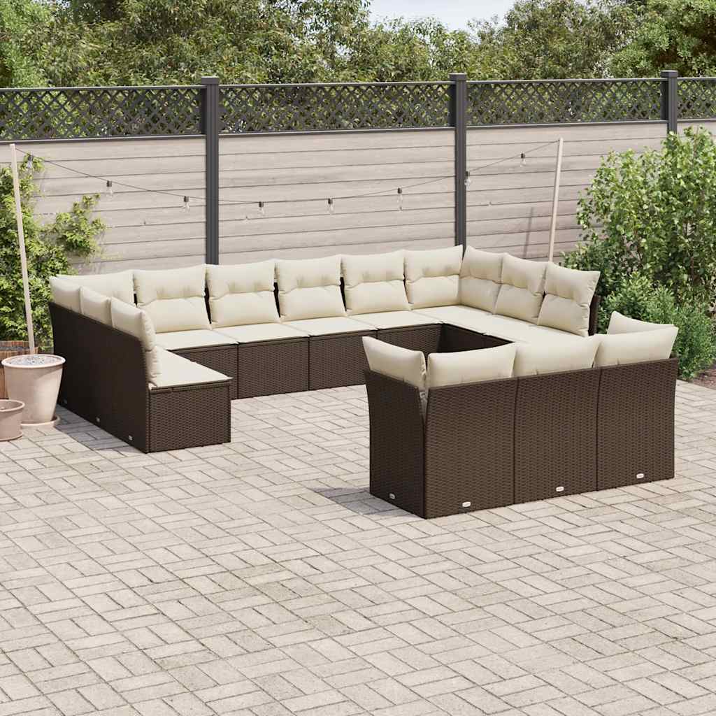 vidaXL Set canapele de grădină cu perne, 13 piese, maro, poliratan vidaXL Set canapele de grădină cu perne, 13 piese, maro, poliratan