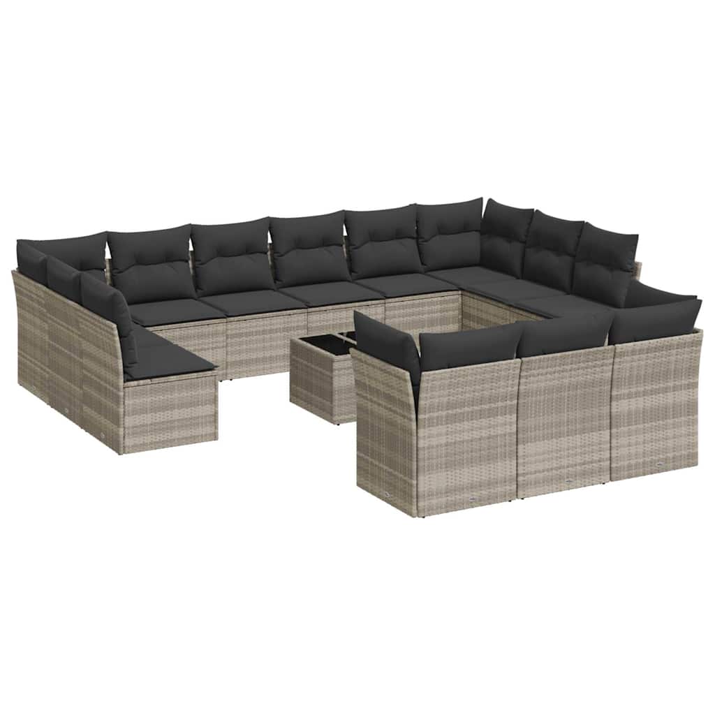 vidaXL Set mobilier de grădină cu perne,14 piesegri deschis, poliratan vidaXL Set mobilier de grădină cu perne,14 piesegri deschis, poliratan