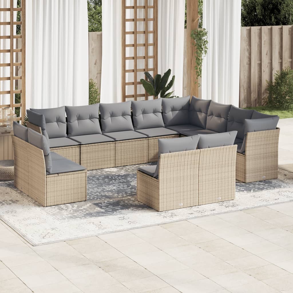 vidaXL Set canapele de grădină cu perne, 12 piese, bej, poliratan vidaXL Set canapele de grădină cu perne, 12 piese, bej, poliratan