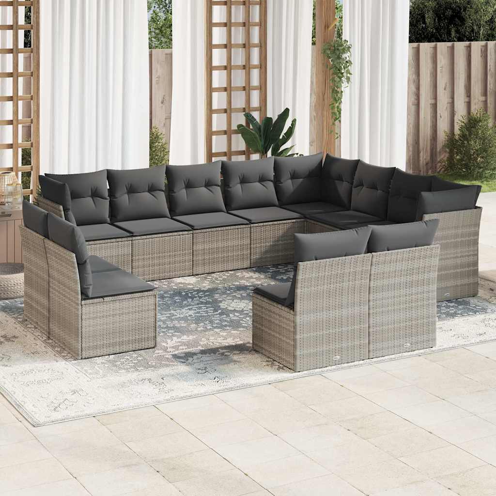 vidaXL Set canapele de grădină cu perne, 12piese gri deschis poliratan vidaXL Set canapele de grădină cu perne, 12piese gri deschis poliratan