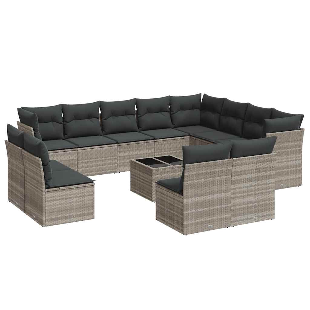 vidaXL Set canapele de grădină cu perne, 13piese gri deschis poliratan vidaXL Set canapele de grădină cu perne, 13piese gri deschis poliratan