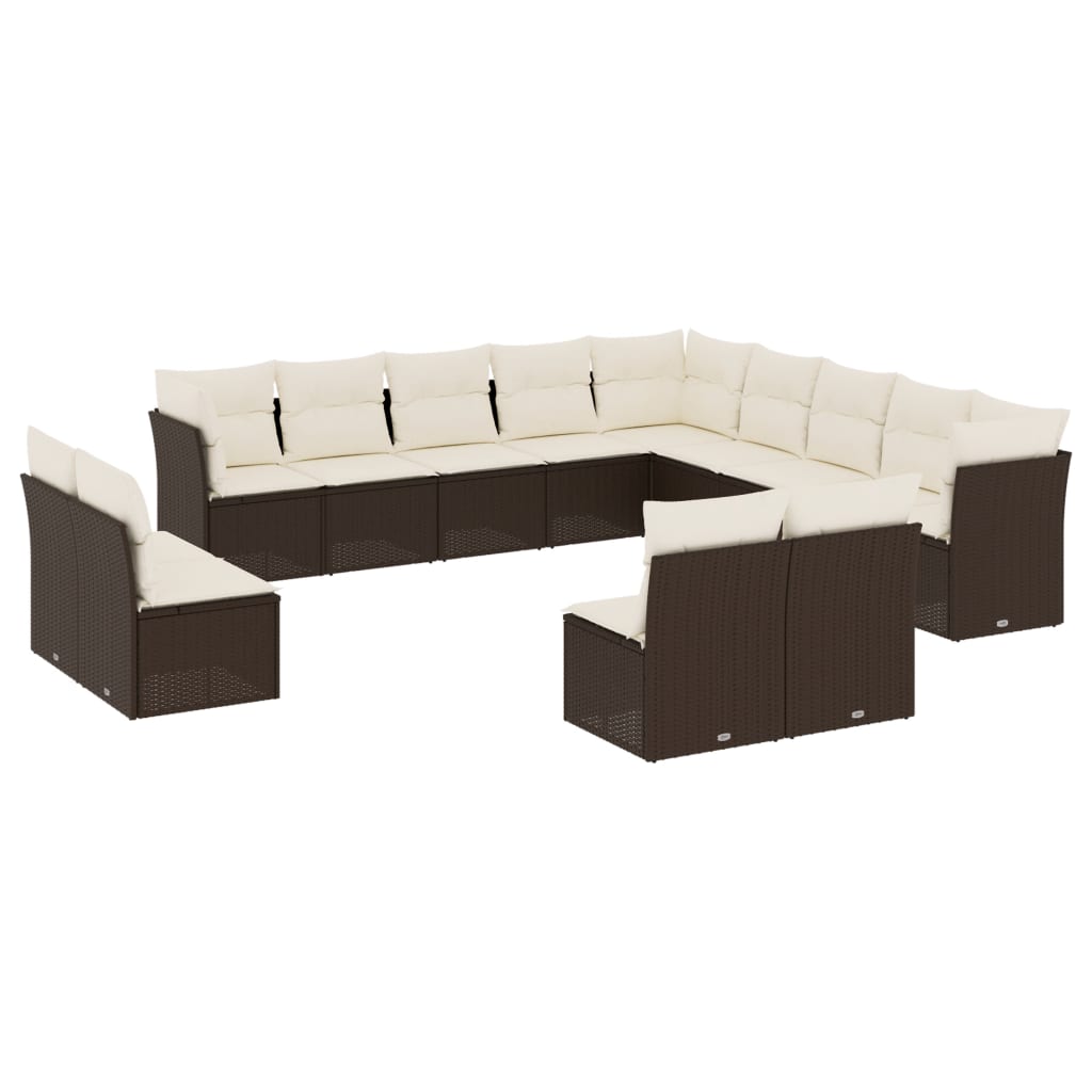 vidaXL Set canapele de grădină cu perne, 13 piese, maro, poliratan vidaXL Set canapele de grădină cu perne, 13 piese, maro, poliratan