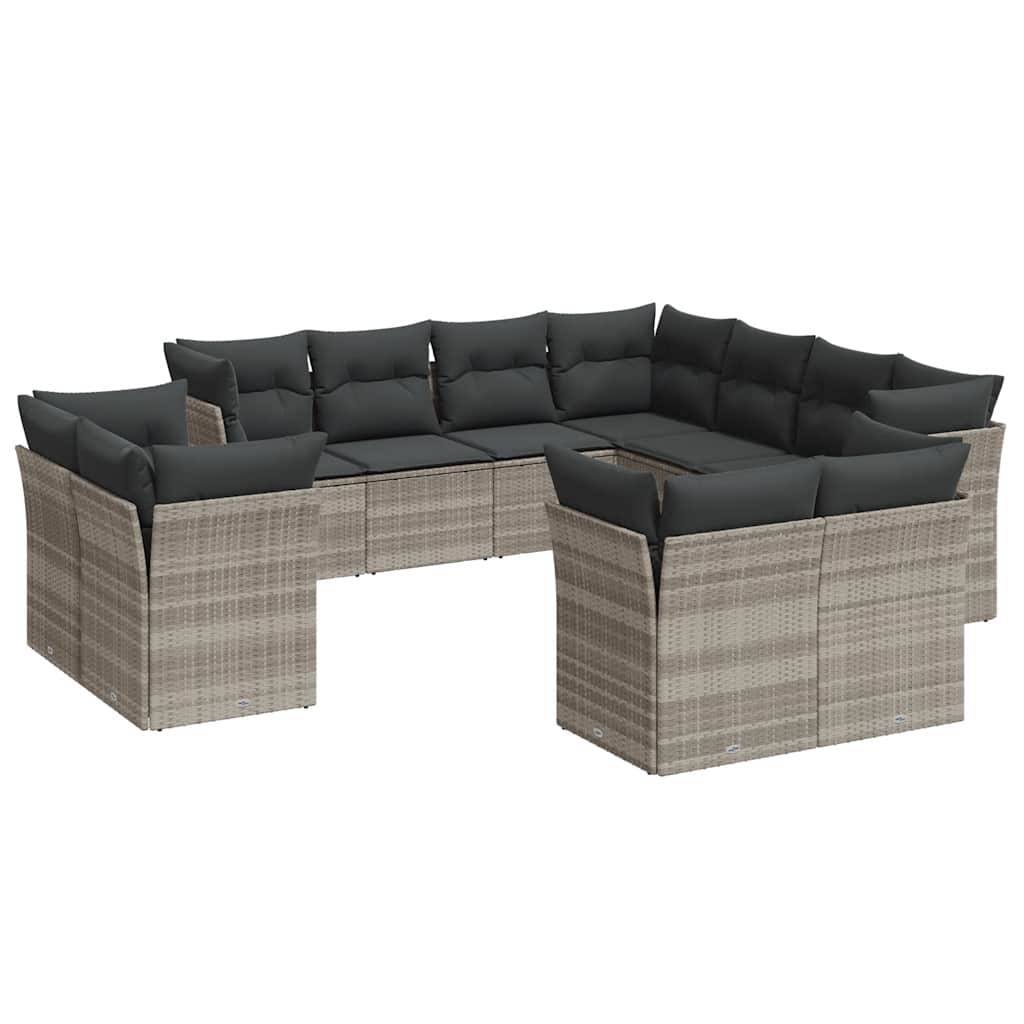 vidaXL Set canapele de grădină cu perne, 11 piese, gri, poliratan vidaXL Set canapele de grădină cu perne, 11 piese, gri, poliratan