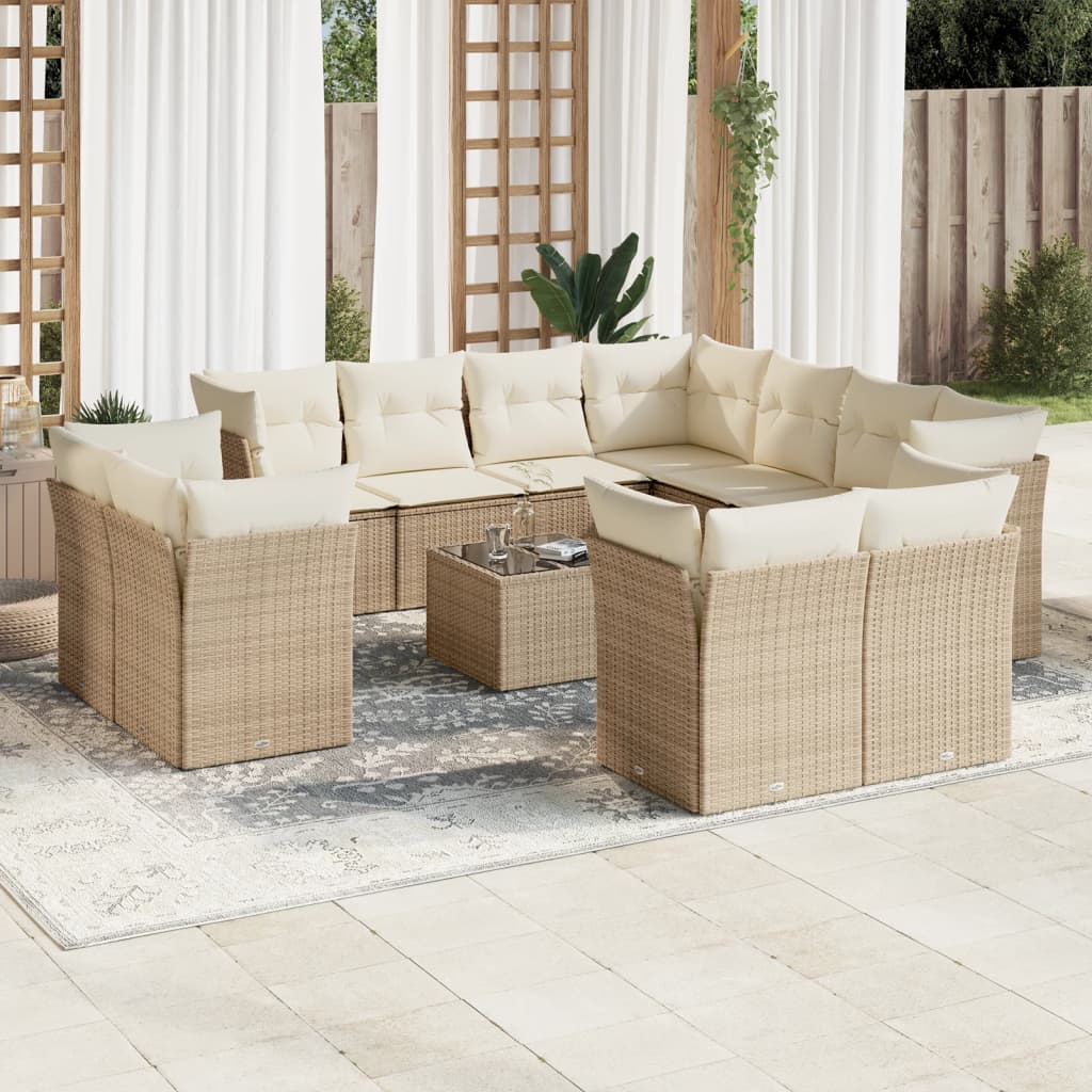 vidaXL Set canapele de grădină cu perne, 12 piese, bej, poliratan vidaXL Set canapele de grădină cu perne, 12 piese, bej, poliratan