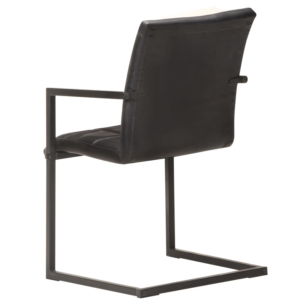 vidaXL Scaune de masă tip consola 2 buc. negru, piele naturală vidaXL Scaune de masă tip consola 2 buc. negru, piele naturală