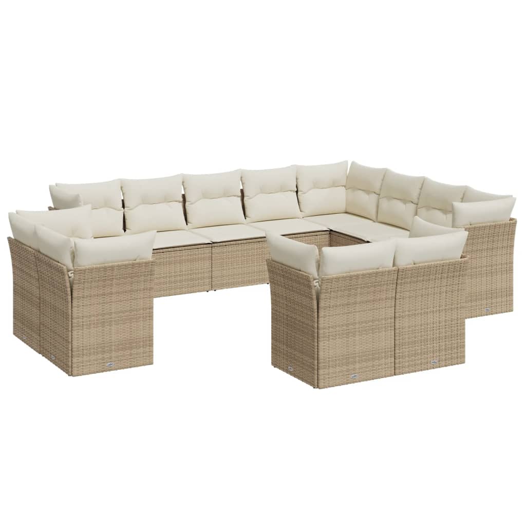 vidaXL Set canapele de grădină cu perne, 12 piese, bej, poliratan vidaXL Set canapele de grădină cu perne, 12 piese, bej, poliratan