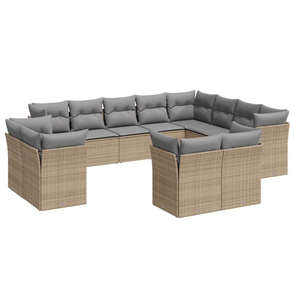 vidaXL Set canapele de grădină cu perne, 12 piese, bej, poliratan vidaXL Set canapele de grădină cu perne, 12 piese, bej, poliratan