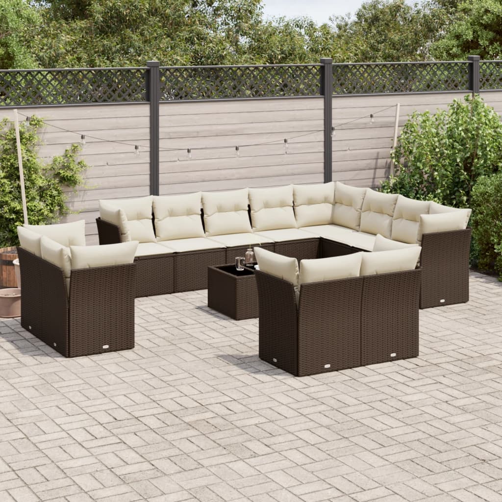 vidaXL Set canapele de grădină cu perne, 13 piese, maro, poliratan vidaXL Set canapele de grădină cu perne, 13 piese, maro, poliratan