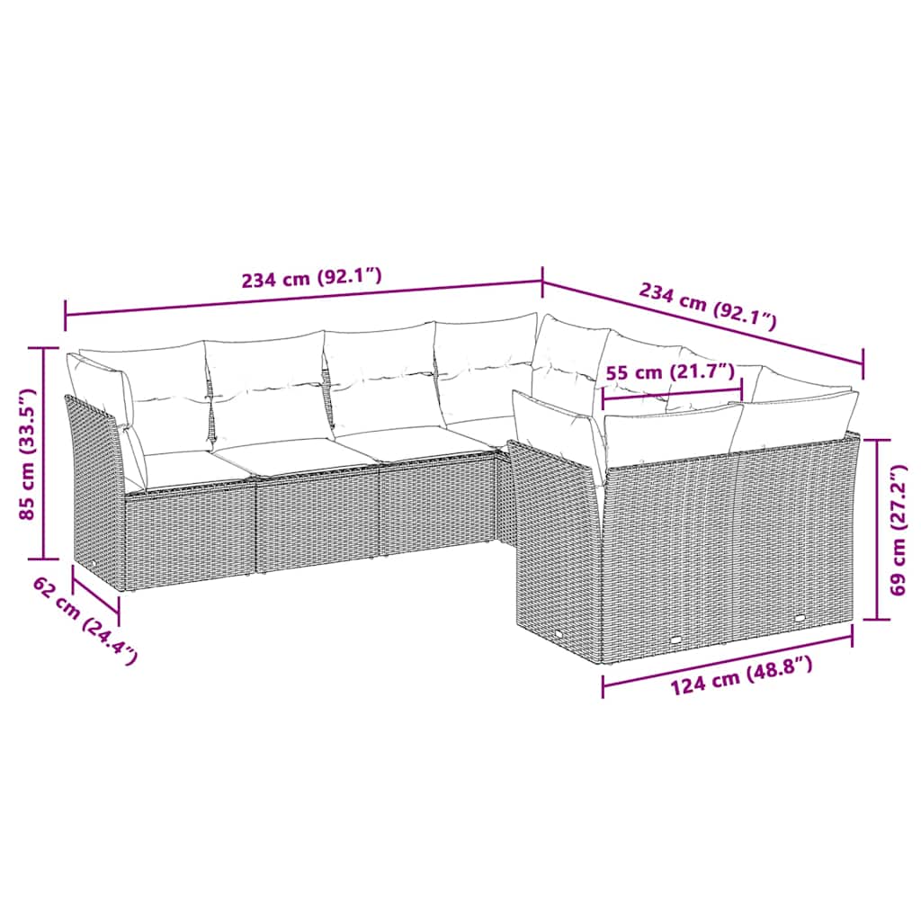 vidaXL Set mobilier de grădină cu perne, 8 piese gri deschis poliratan