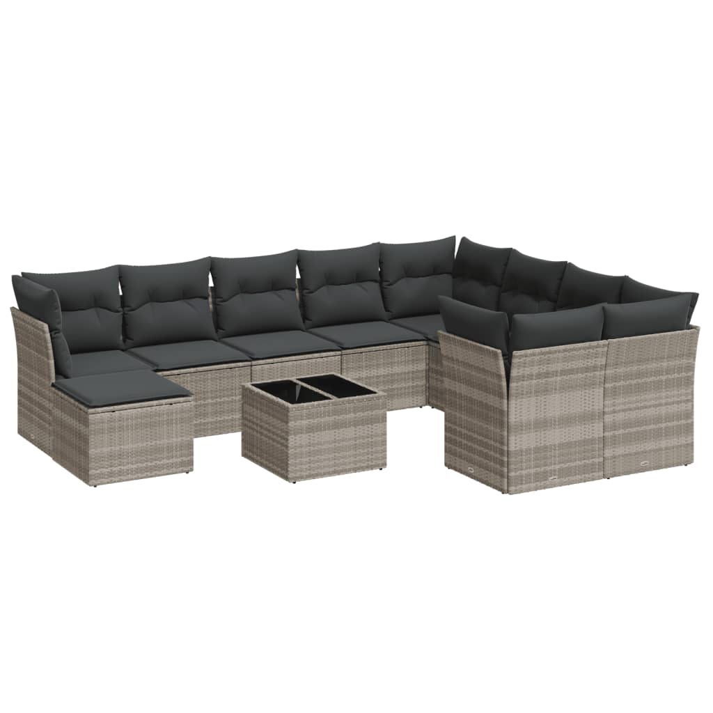 vidaXL Set canapele de grădină cu perne, 11 piese, gri, poliratan vidaXL Set canapele de grădină cu perne, 11 piese, gri, poliratan