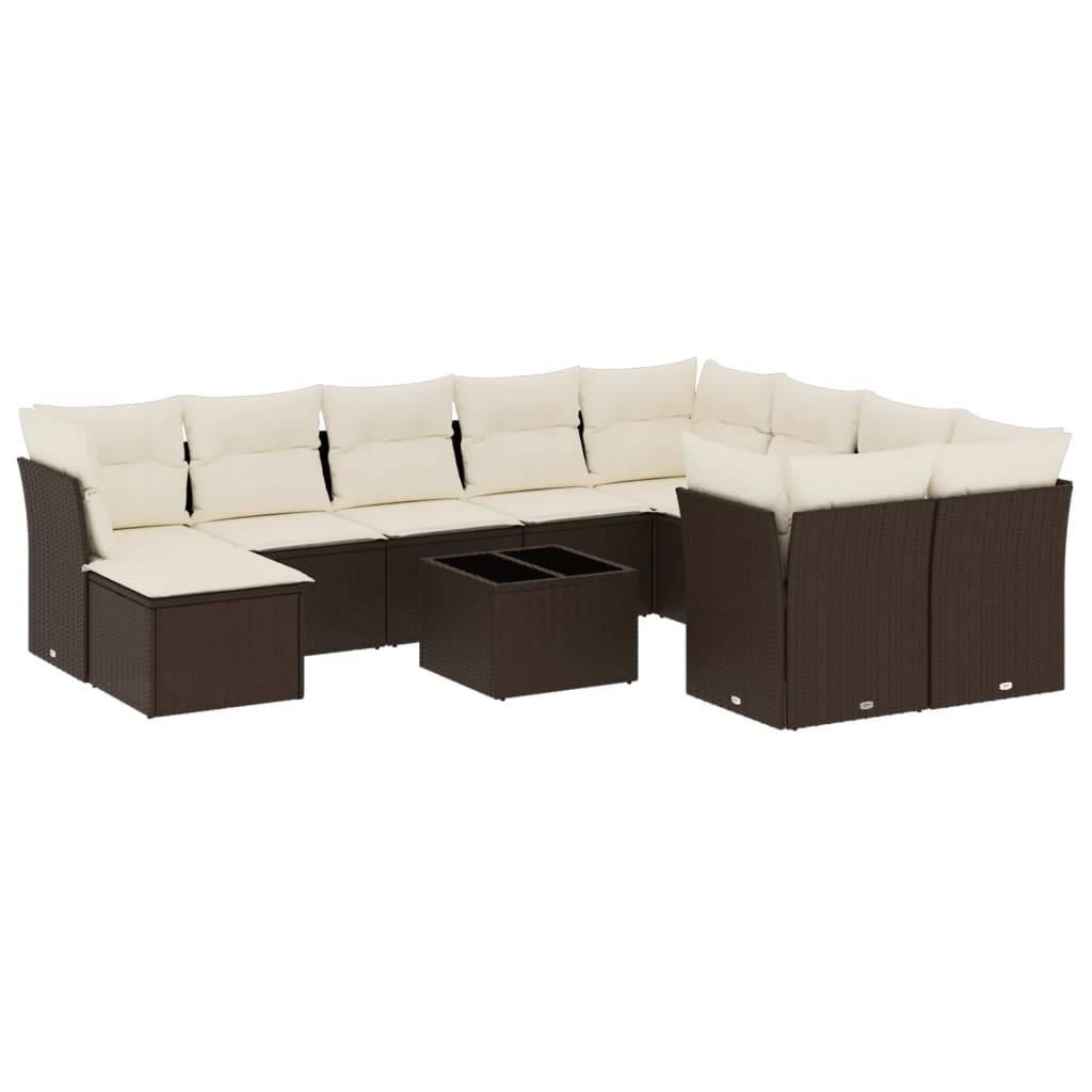 vidaXL Set canapele de grădină cu perne, 11 piese, maro, poliratan vidaXL Set canapele de grădină cu perne, 11 piese, maro, poliratan