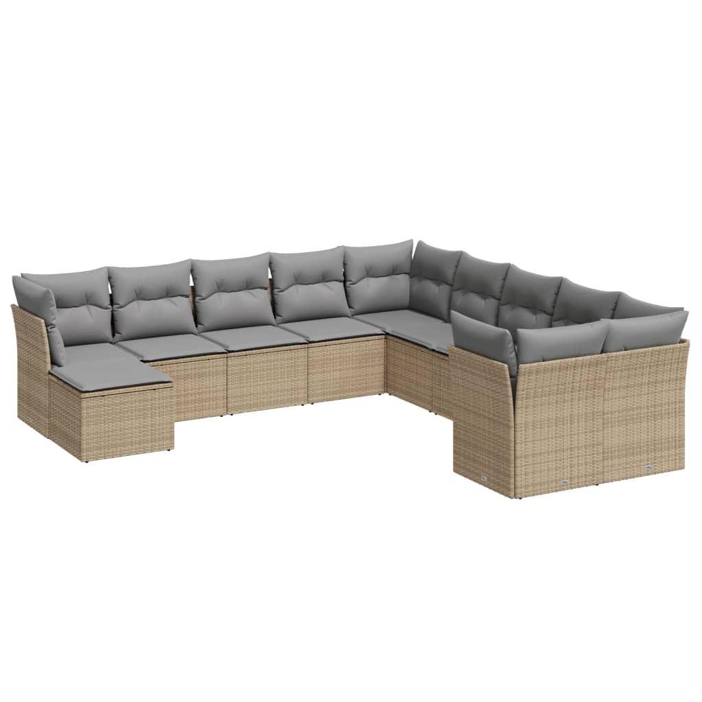 vidaXL Set canapele de grădină cu perne, 11 piese, bej, poliratan vidaXL Set canapele de grădină cu perne, 11 piese, bej, poliratan