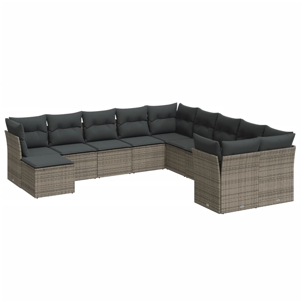 vidaXL Set canapele de grădină cu perne, 11 piese, gri, poliratan vidaXL Set canapele de grădină cu perne, 11 piese, gri, poliratan