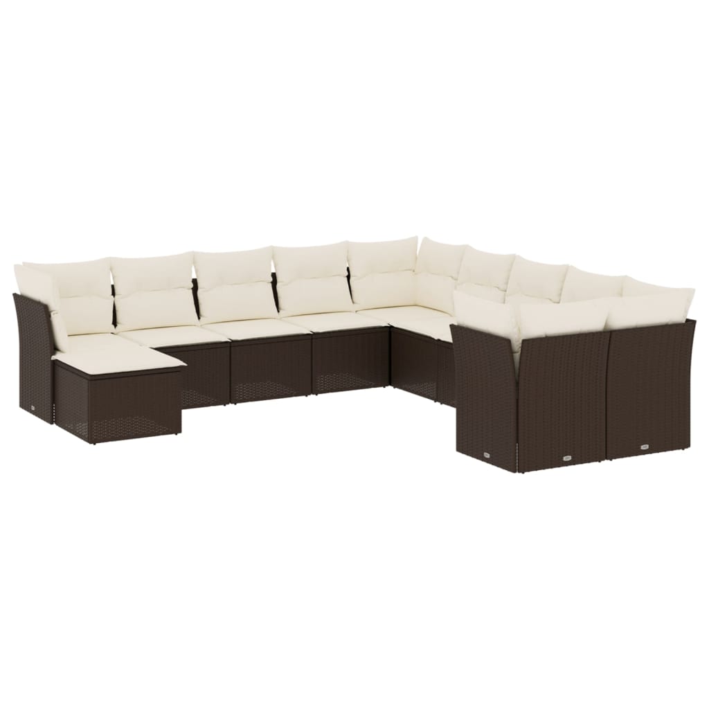 vidaXL Set canapele de grădină cu perne, 11 piese, maro, poliratan vidaXL Set canapele de grădină cu perne, 11 piese, maro, poliratan