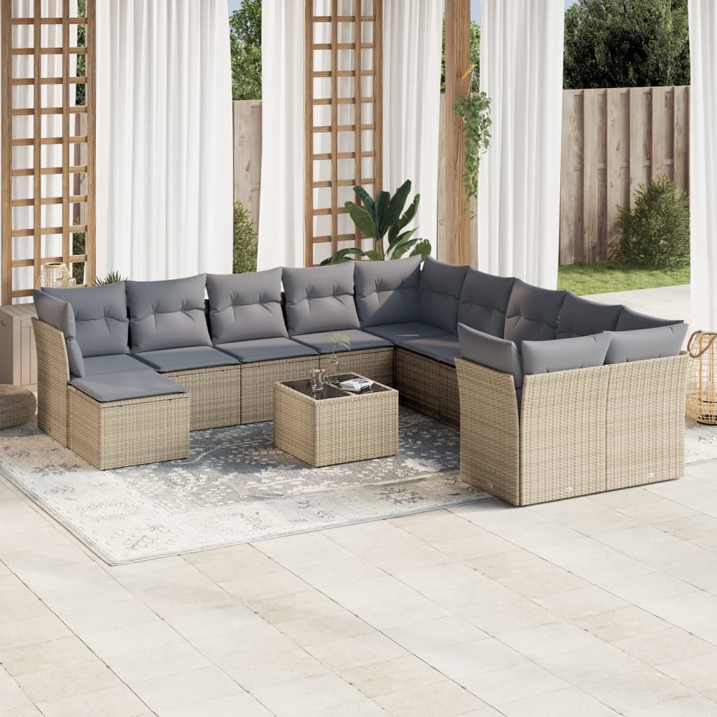 vidaXL Set canapele de grădină cu perne, 12 piese, bej, poliratan vidaXL Set canapele de grădină cu perne, 12 piese, bej, poliratan