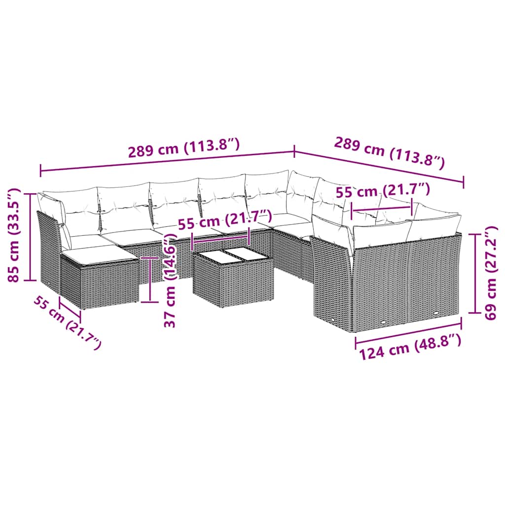 vidaXL Set canapele de grădină cu perne, 12piese gri deschis poliratan vidaXL Set canapele de grădină cu perne, 12piese gri deschis poliratan