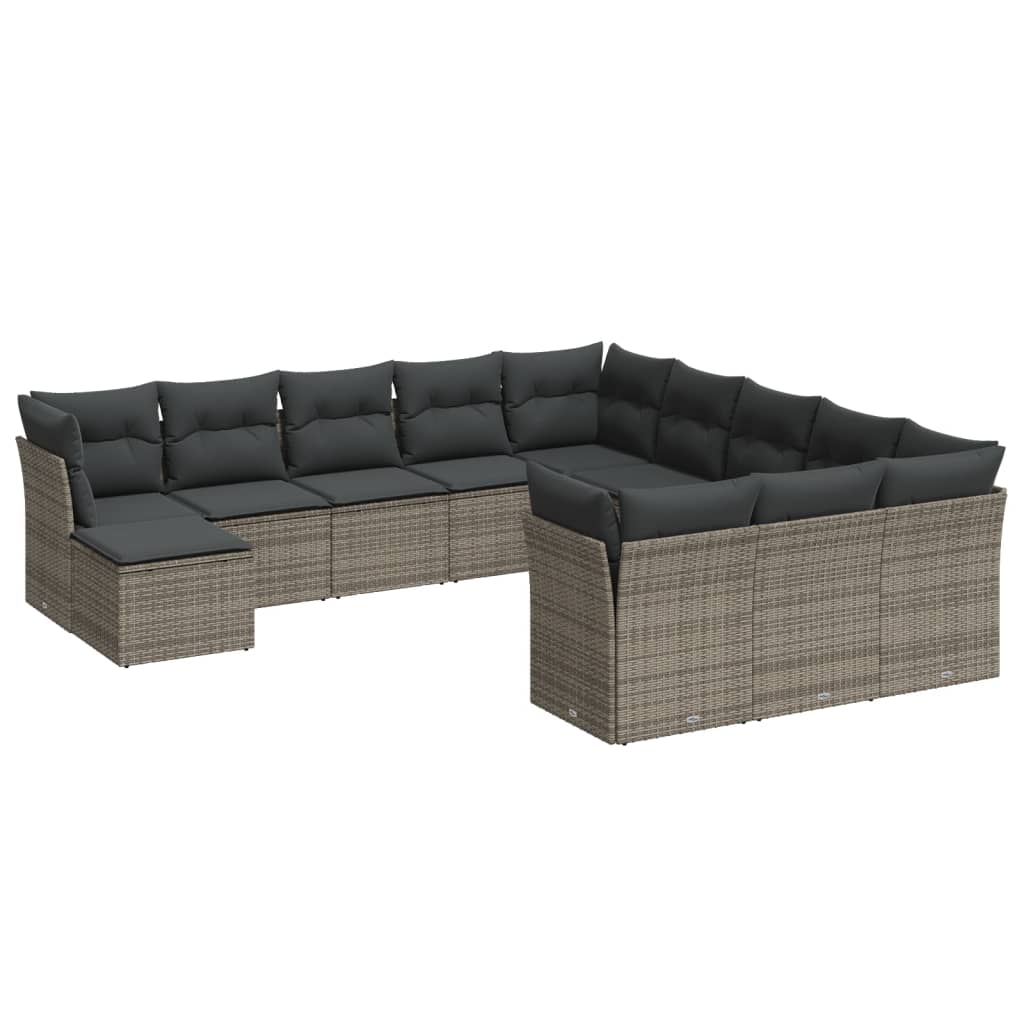 vidaXL Set canapea de grădină cu perne, 12 piese, gri, poliratan vidaXL Set canapea de grădină cu perne, 12 piese, gri, poliratan