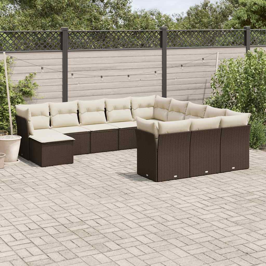vidaXL Set canapele de grădină cu perne, 12 piese, maro, poliratan vidaXL Set canapele de grădină cu perne, 12 piese, maro, poliratan