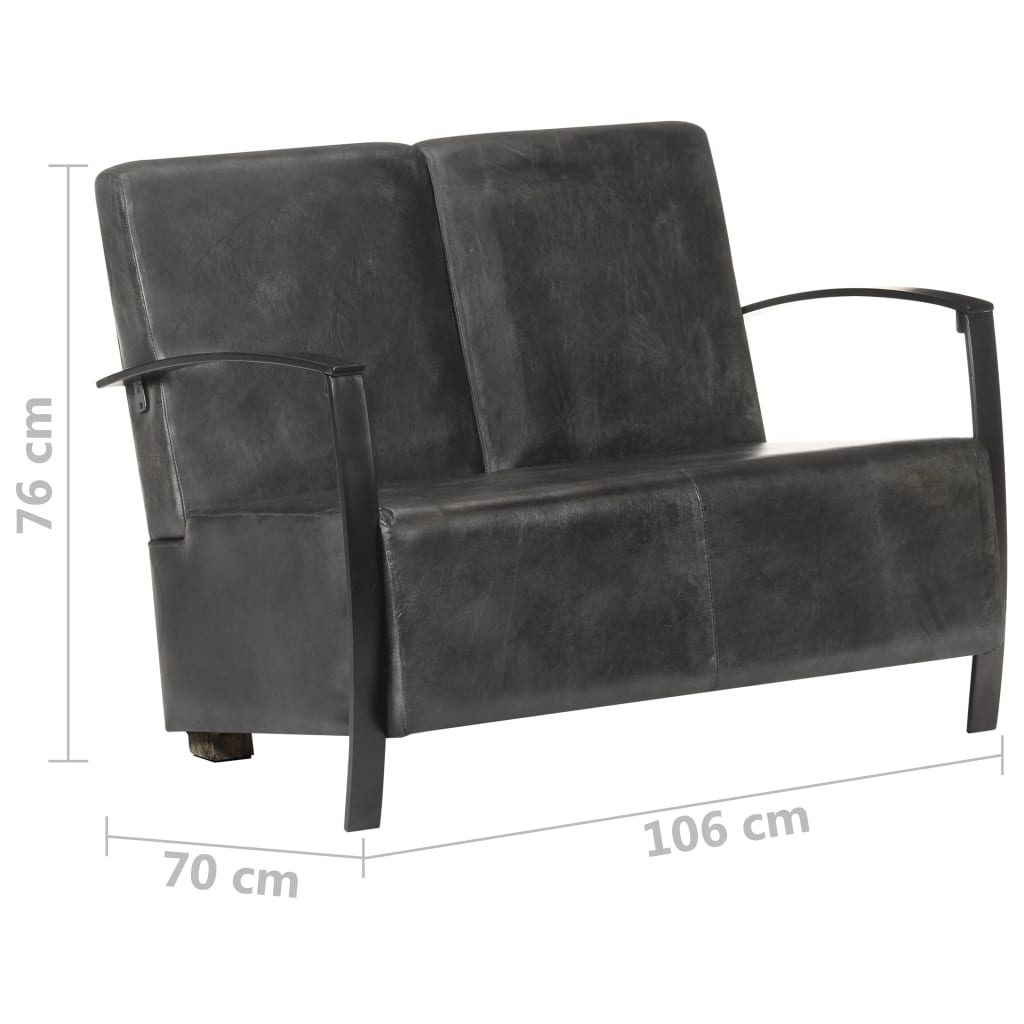 vidaXL Canapea cu 2 locuri, gri uzat, piele naturală vidaXL Canapea cu 2 locuri, gri uzat, piele naturală