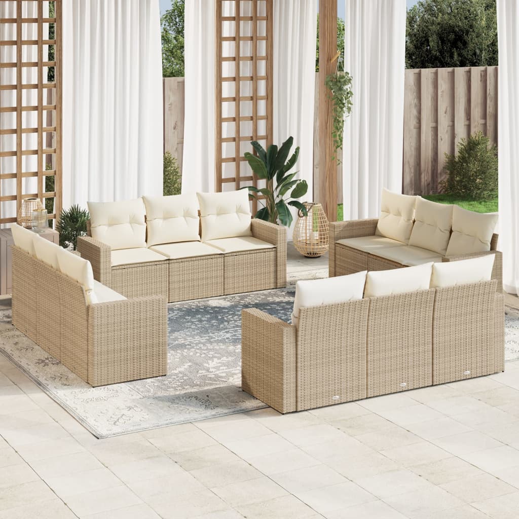 vidaXL Set canapele de grădină cu perne, 12 piese, bej, poliratan vidaXL Set canapele de grădină cu perne, 12 piese, bej, poliratan