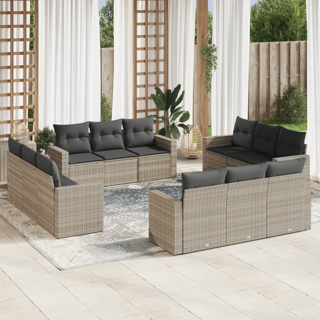 vidaXL Set canapele de grădină cu perne, 12piese gri deschis poliratan vidaXL Set canapele de grădină cu perne, 12piese gri deschis poliratan