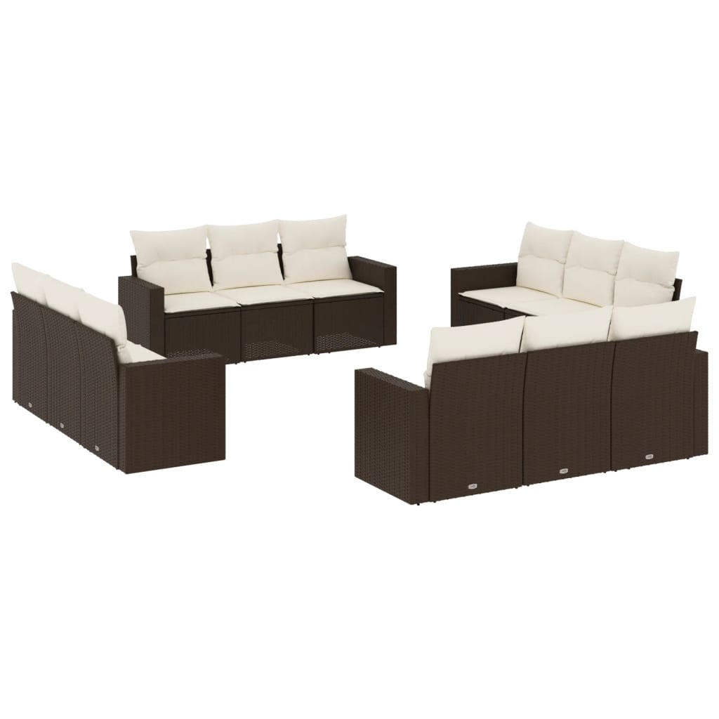 vidaXL Set canapele de grădină cu perne, 12 piese, maro, poliratan vidaXL Set canapele de grădină cu perne, 12 piese, maro, poliratan