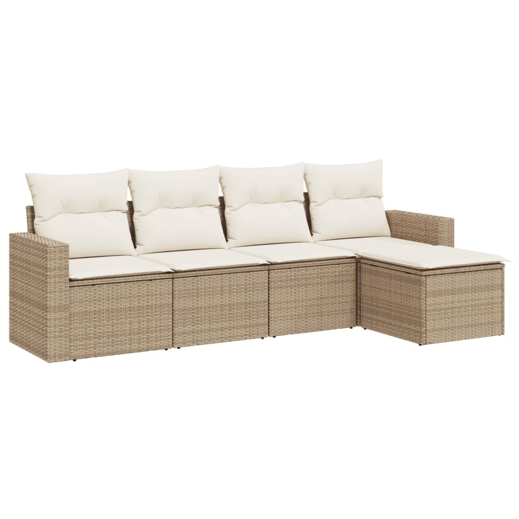 vidaXL Set canapele de grădină cu perne, 5 piese, bej, poliratan