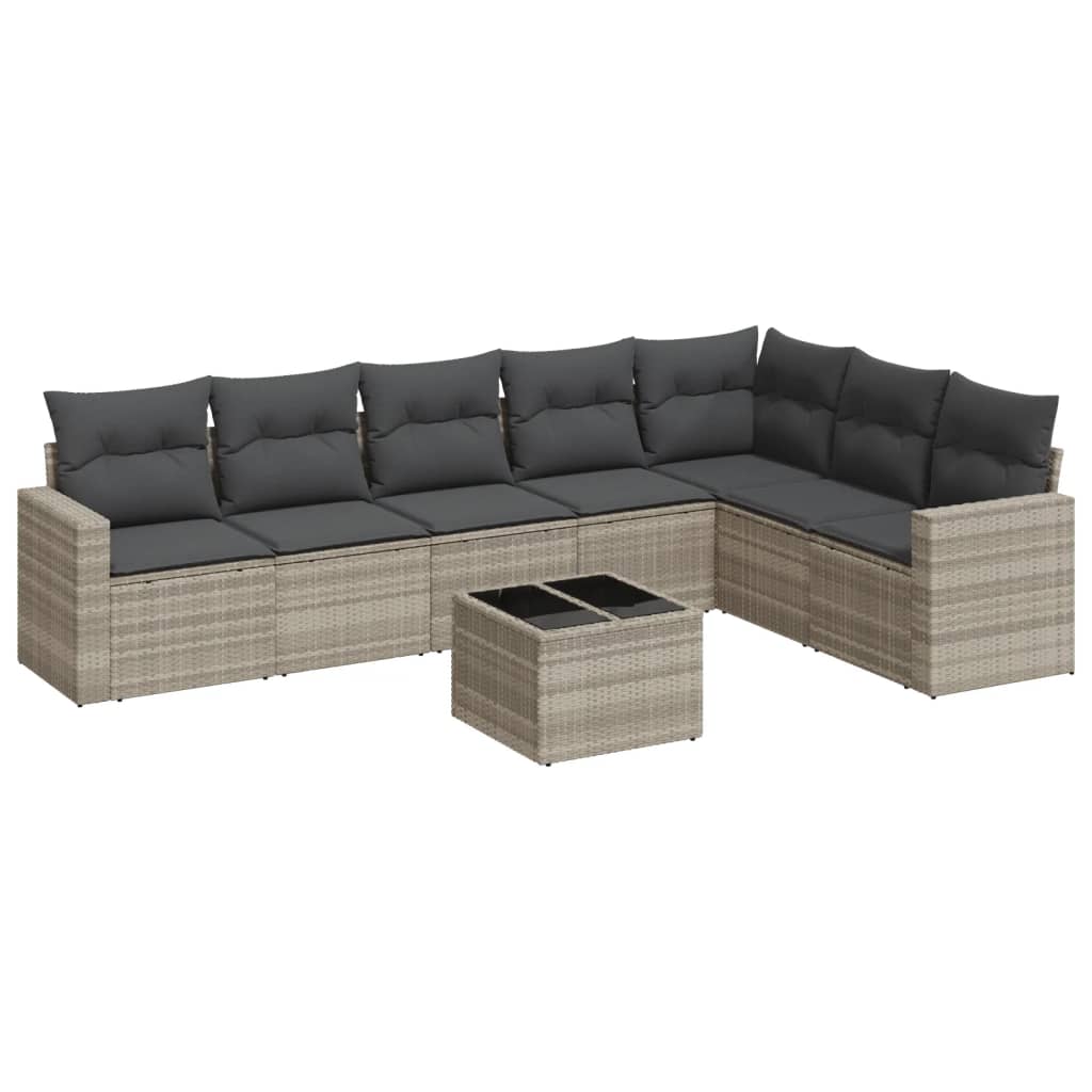 vidaXL Set mobilier de grădină cu perne, 8 piese gri deschis poliratan vidaXL Set mobilier de grădină cu perne, 8 piese gri deschis poliratan