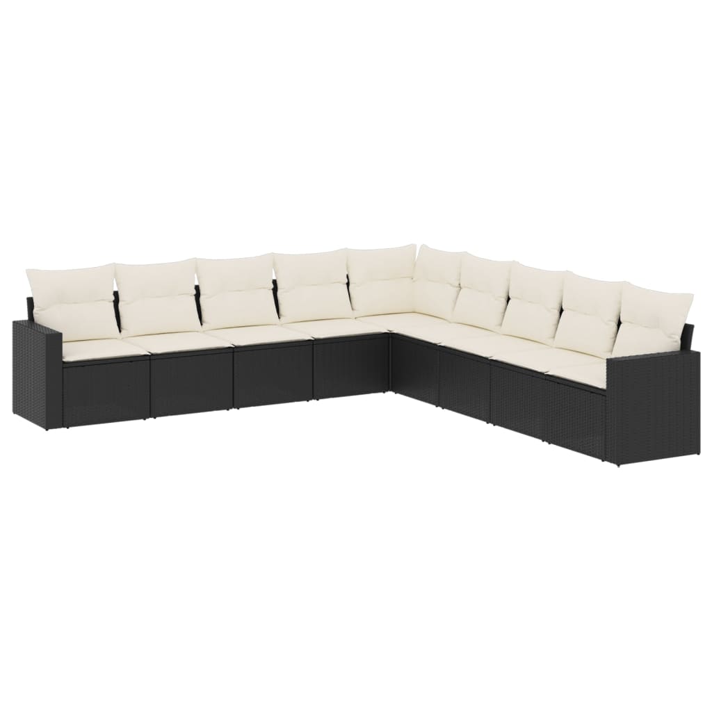 vidaXL Set mobilier de grădină cu perne, 9 piese, negru, poliratan vidaXL Set mobilier de grădină cu perne, 9 piese, negru, poliratan
