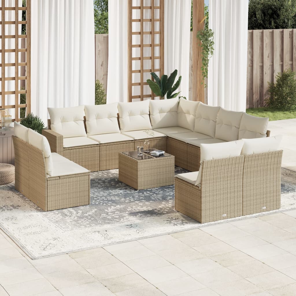 vidaXL Set canapele de grădină cu perne, 12 piese, bej, poliratan vidaXL Set canapele de grădină cu perne, 12 piese, bej, poliratan