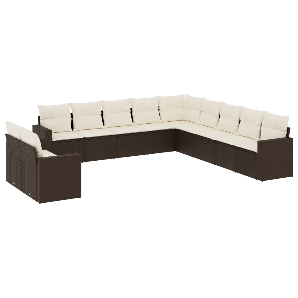 vidaXL Set canapele de grădină cu perne, 11 piese, maro, poliratan vidaXL Set canapele de grădină cu perne, 11 piese, maro, poliratan