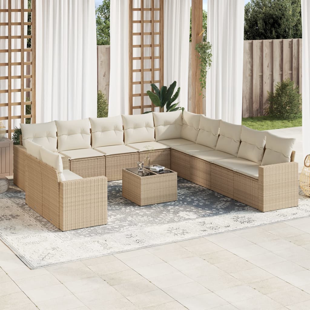 vidaXL Set canapele de grădină cu perne, 12 piese, bej, poliratan vidaXL Set canapele de grădină cu perne, 12 piese, bej, poliratan