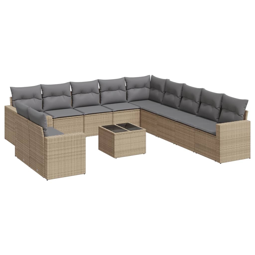 vidaXL Set canapele de grădină cu perne, 12 piese, bej, poliratan vidaXL Set canapele de grădină cu perne, 12 piese, bej, poliratan