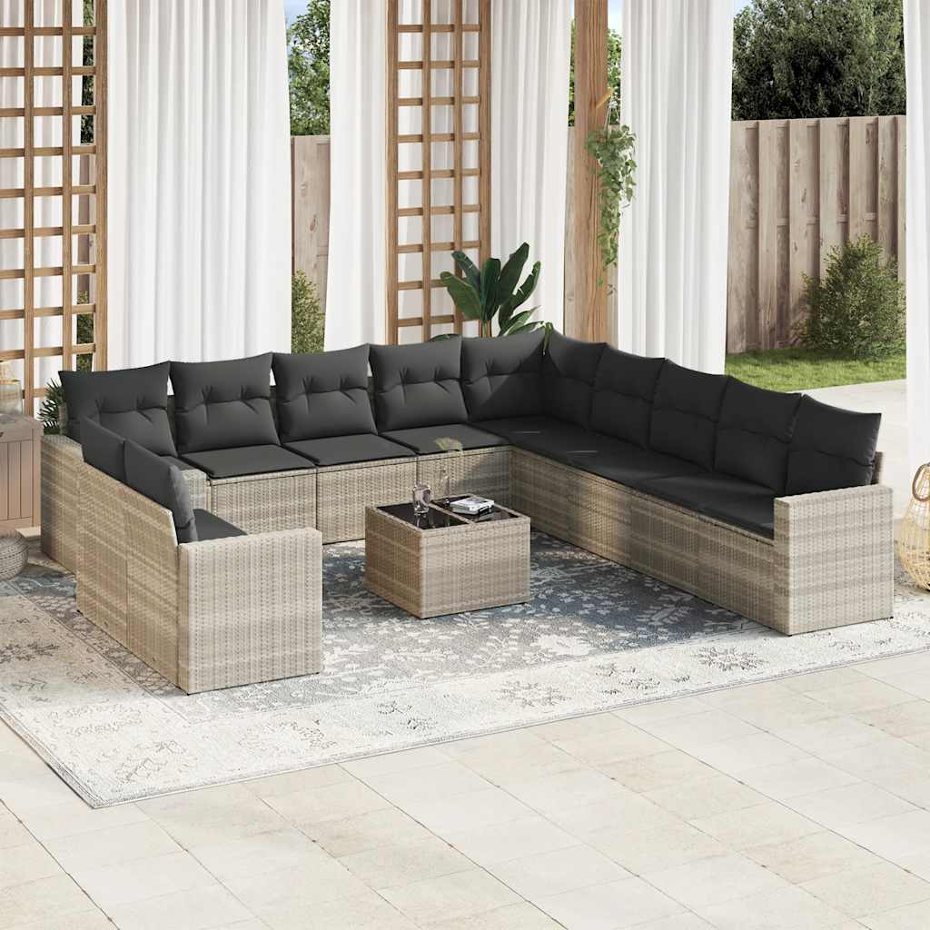 vidaXL Set canapele de grădină cu perne, 12piese gri deschis poliratan vidaXL Set canapele de grădină cu perne, 12piese gri deschis poliratan