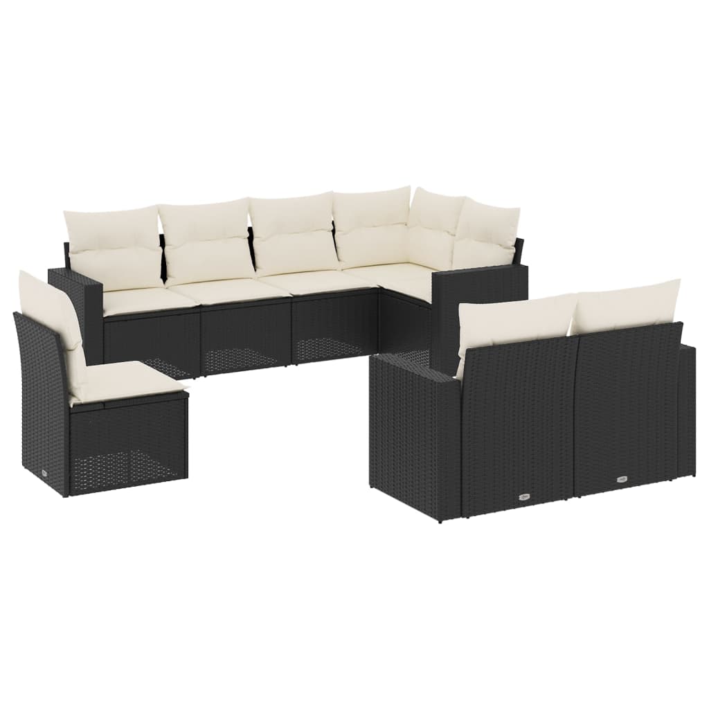 vidaXL Set mobilier de grădină cu perne, 8 piese, negru, poliratan vidaXL Set mobilier de grădină cu perne, 8 piese, negru, poliratan