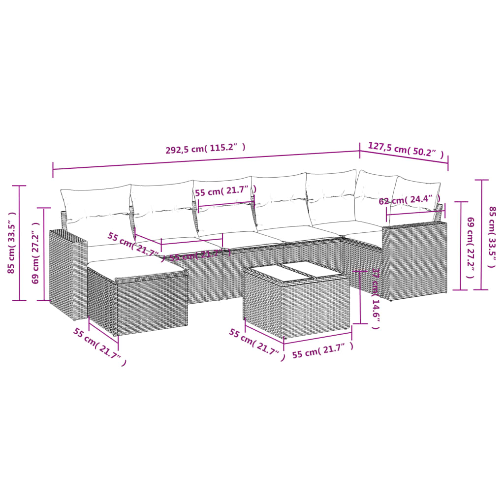 vidaXL Set mobilier de grădină cu perne, 8 piese gri deschis poliratan vidaXL Set mobilier de grădină cu perne, 8 piese gri deschis poliratan