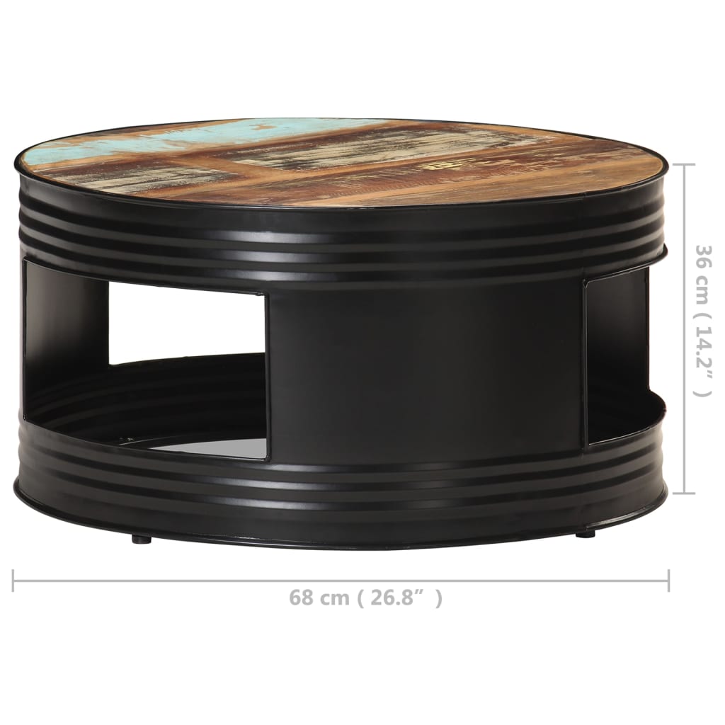 vidaXL Măsuță de cafea, negru, 68 x 68 x 36 cm, lemn masiv reciclat vidaXL Măsuță de cafea, negru, 68 x 68 x 36 cm, lemn masiv reciclat