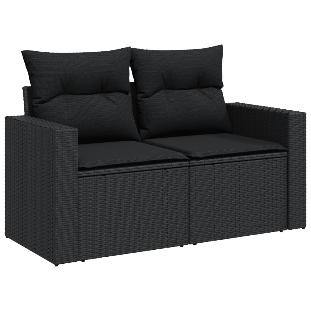vidaXL Set mobilier de grădină cu perne, 9 piese, negru, poliratan vidaXL Set mobilier de grădină cu perne, 9 piese, negru, poliratan