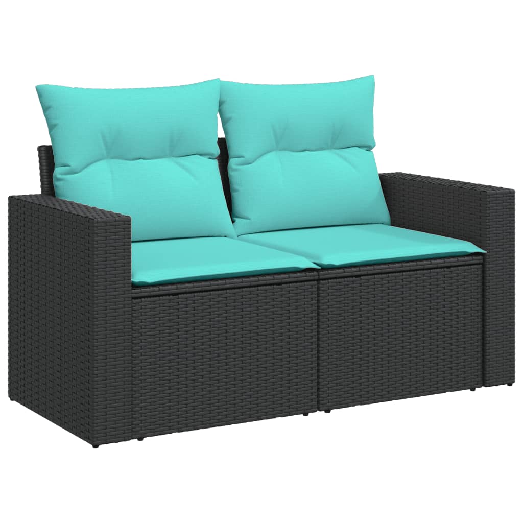 vidaXL Set mobilier de grădină cu perne, 9 piese, negru, poliratan vidaXL Set mobilier de grădină cu perne, 9 piese, negru, poliratan