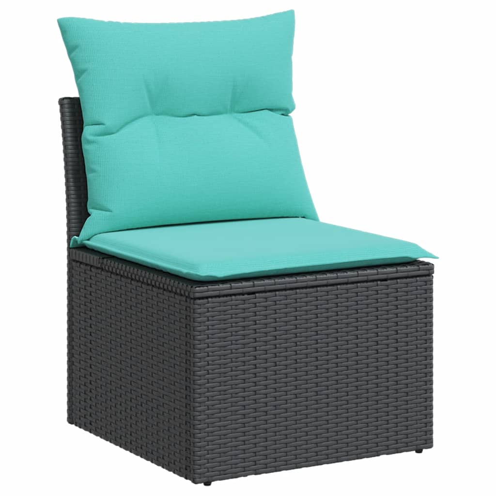 vidaXL Set mobilier de grădină cu perne, 9 piese, negru, poliratan vidaXL Set mobilier de grădină cu perne, 9 piese, negru, poliratan