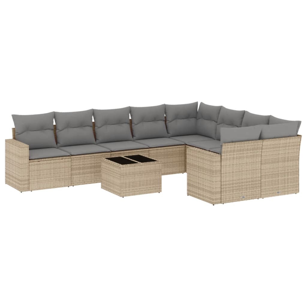 vidaXL Set canapele de grădină cu perne, 10 piese, bej, poliratan