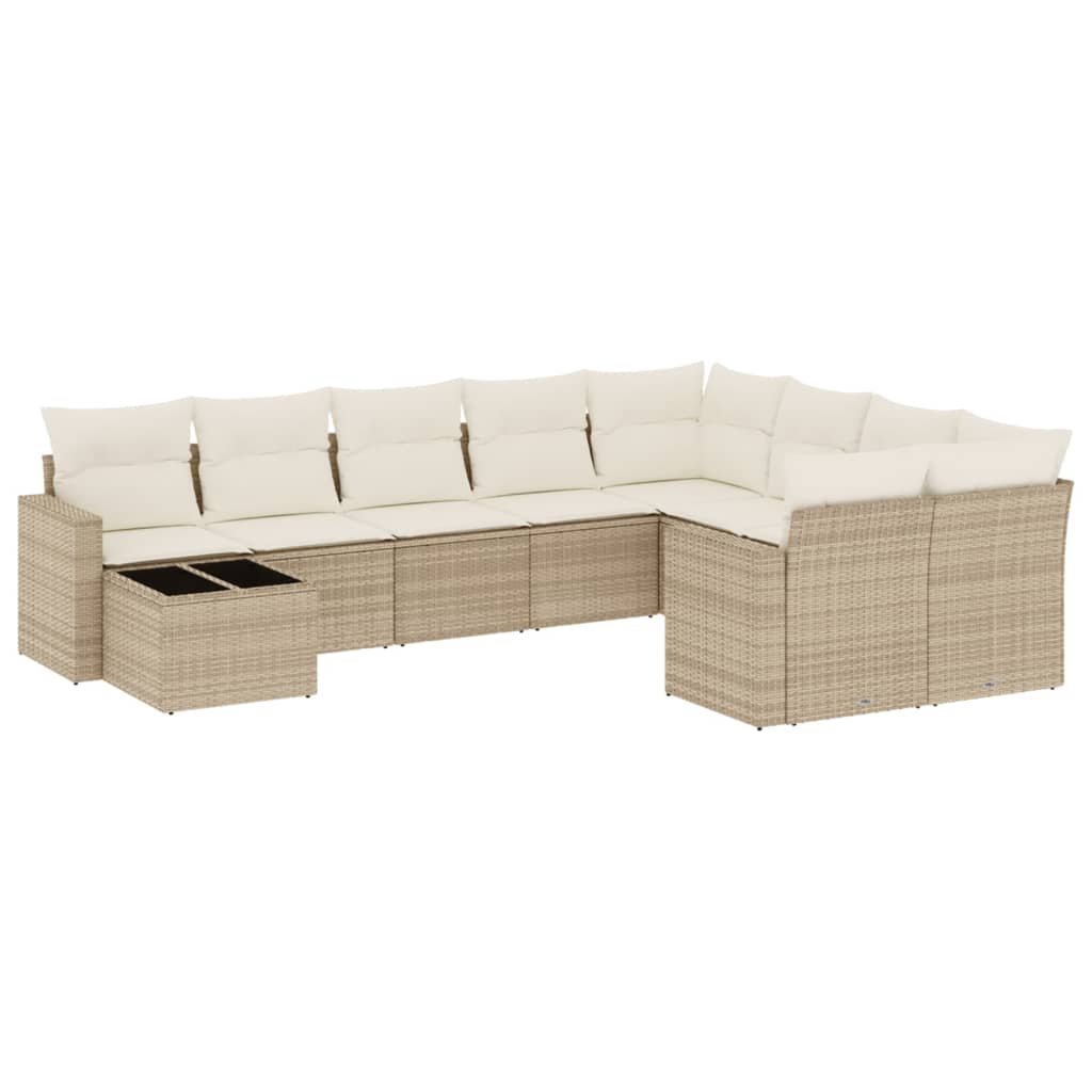 vidaXL Set canapele de grădină cu perne, 10 piese, bej, poliratan